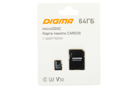 Digma 64Gb MicroSD + SD адаптер (DGFCA064A03)