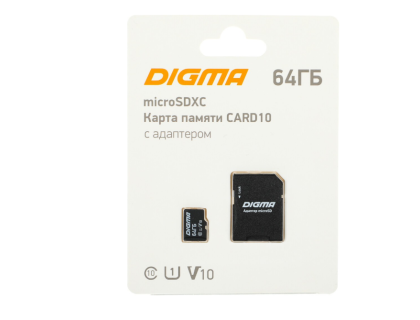 Digma 64Gb MicroSD + SD адаптер (DGFCA064A01)
