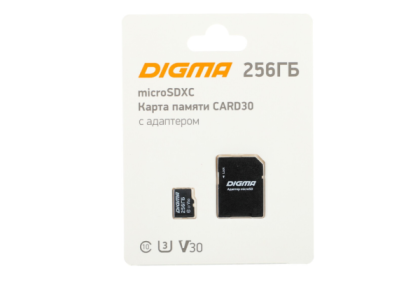 Digma 256Gb MicroSD + SD адаптер (DGFCA256A03)