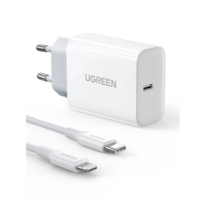 UGREEN CD137 PD Fast 20W + USB-C to Lightning Cable EU (50698) White