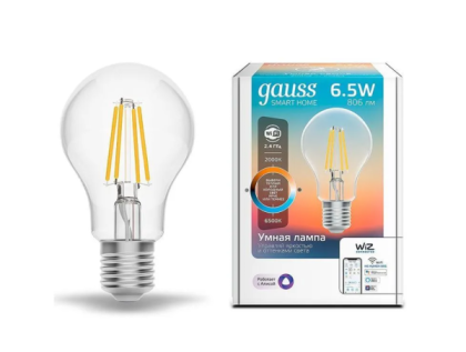 GAUSS Smart Home E27 белая 6.5Вт 806lm Wi-Fi (1шт) (1220112)