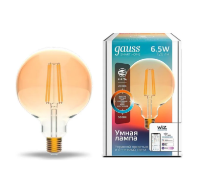GAUSS Smart Home E27 белая 6.5Вт 720lm Wi-Fi (1шт) (1340112)
