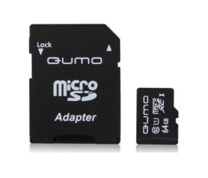 QUMO 64Gb MicroSD + SD адаптер (QM64GMICSDXC10U1)