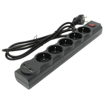 Defender DFS 753 3,0 м, 5 розеток, 2xUSB, 2.1A (99753)