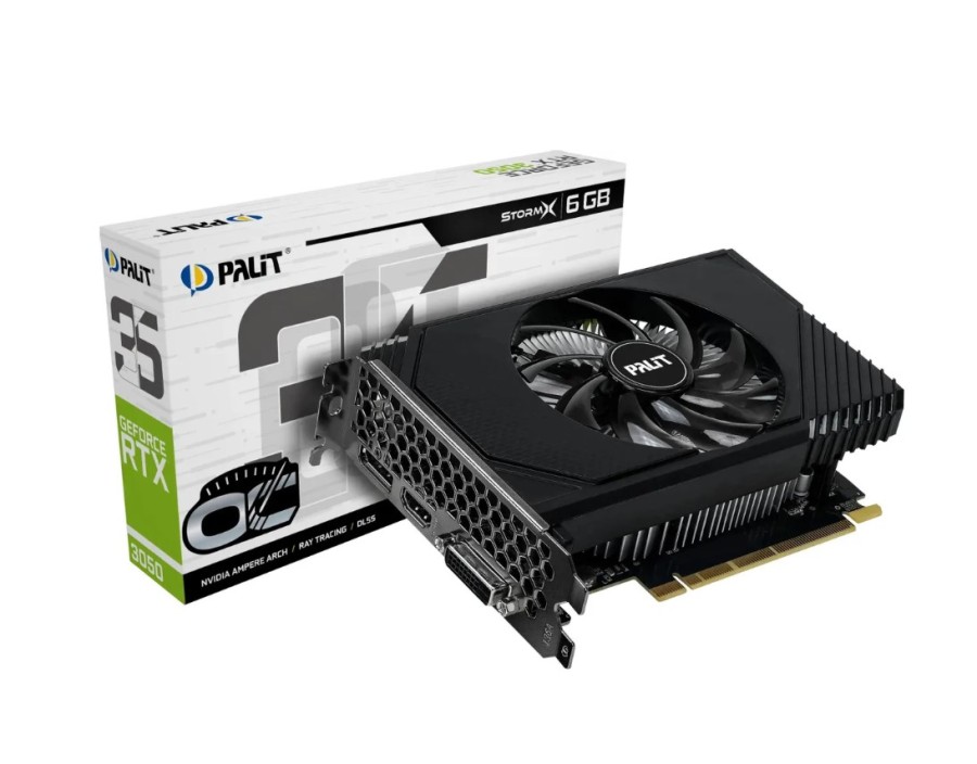 Palit NVIDIA GeForce RTX 3050 RTX3050 STORMX OC 6ГБ StormX, GDDR6, OC, Ret (NE63050S18JE-1070F/1072F)