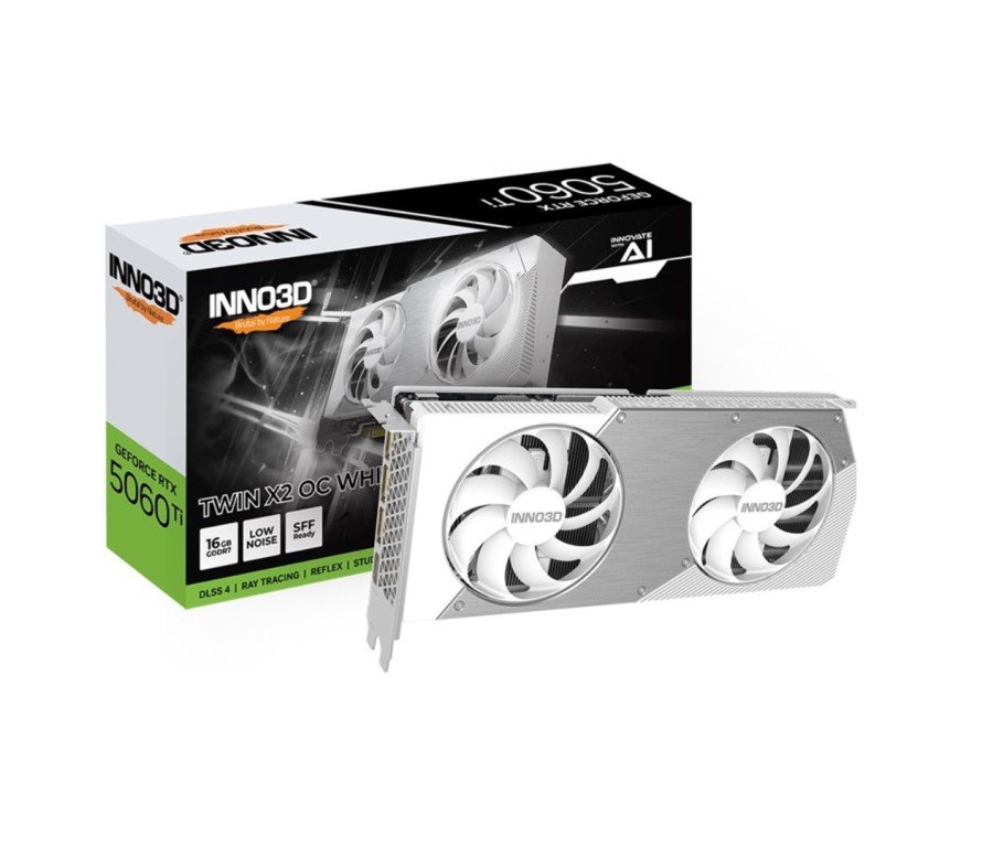 INNO3D RTX 5060 Ti Twin X2 OC WHITE//RTX5060Ti, HDMI, DP*3, 16G,D7 (N506T2-16D7X-191073W)