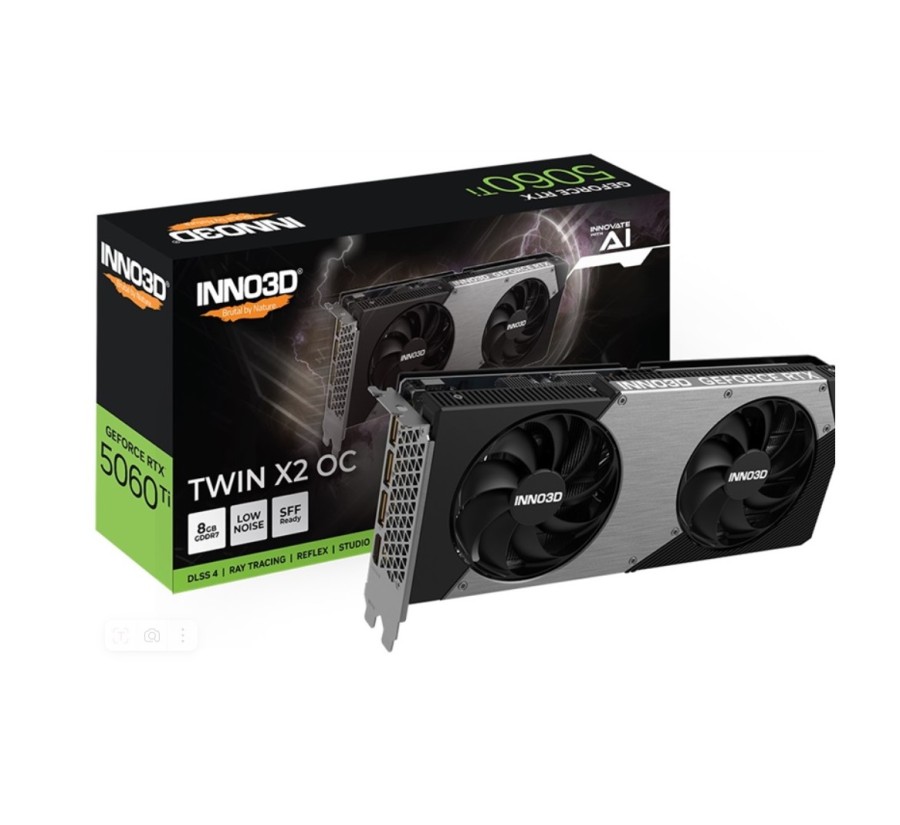 INNO3D RTX 5060 Ti Twin X2 OC//RTX5060Ti, HDMI, DP*3, 8G,D7 (N506T2-08D7X-193075N)