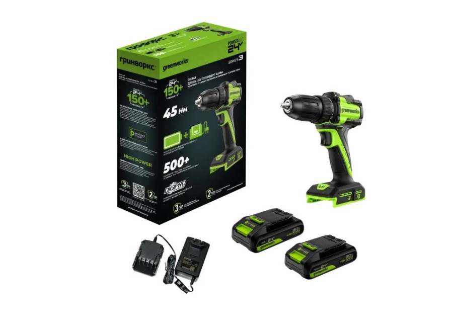 Greenworks DD345 2х2Ач,ЗУ (3708307CUC)