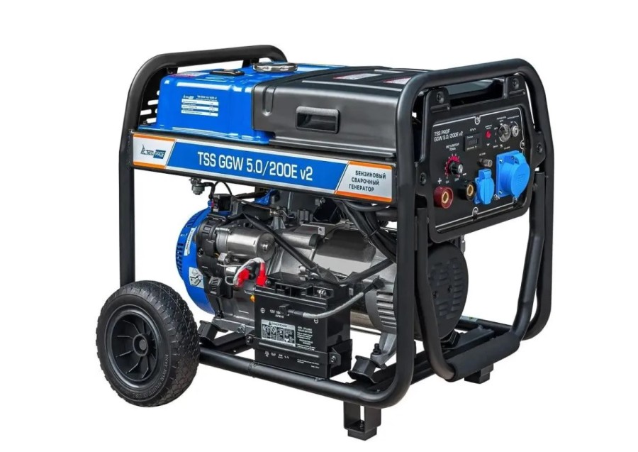 ТСС Prof GGW 5.0/200E v2, сварочный, 220 В, 5.5кВт, на колёсах с АКБ (45624)