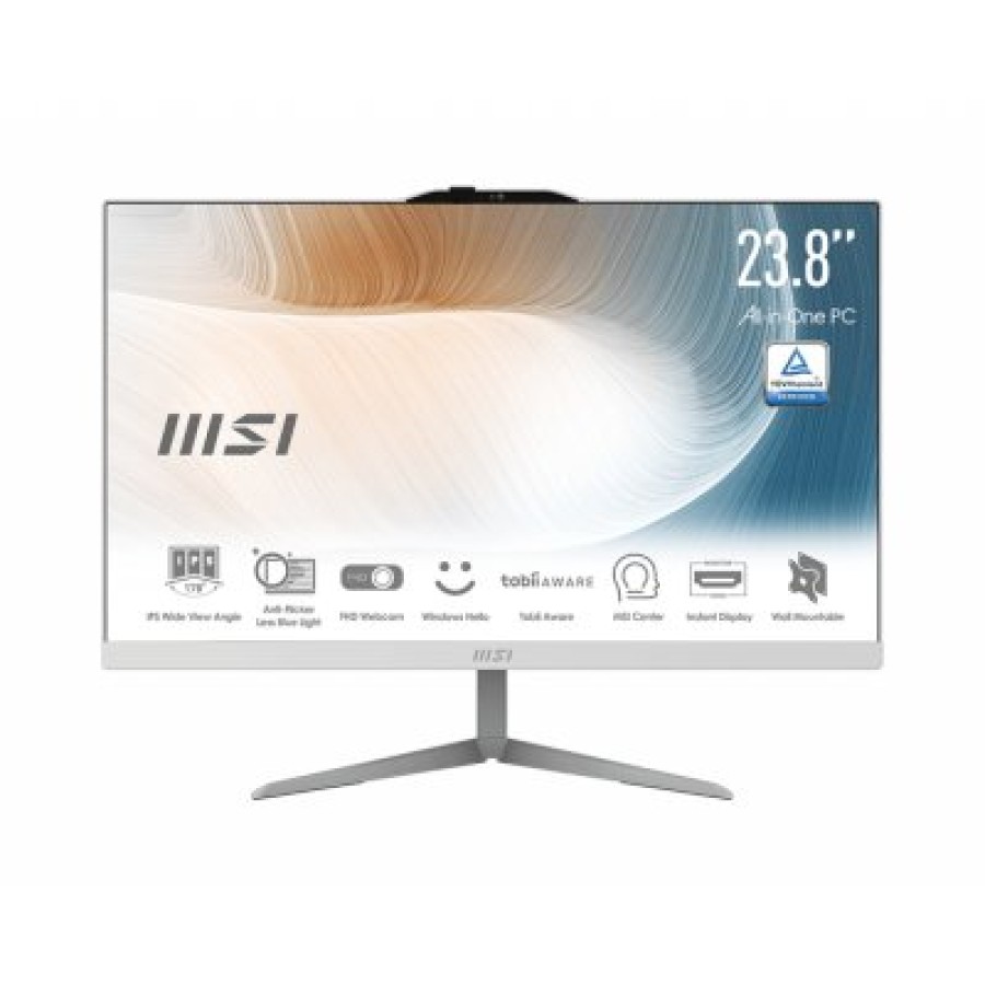 MSI Modern AM242 12M-1491XRU Intel Core i3 1215U 1.2 GHz/8192 Mb/256 Gb SSD/23.8" HD 1920x1080/DVD нет/Intel UHD Graphics/Без ОС (9S6-AE0712-1491) Белый