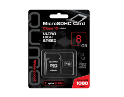 QUMO 8Gb MicroSD + SD адаптер (QM8GMICSDHC10U1)