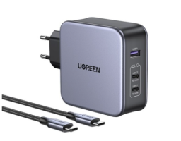 UGREEN CD289 USB-A+2*USB-C 140W GaN Tech Fast с кабелем USB-C - USB-C. Длина кабеля: 2м (90549) Black