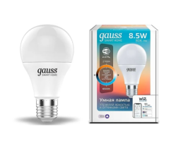 GAUSS Smart Home E27 белая 8.5Вт 806lm Wi-Fi (1шт) (1130112)