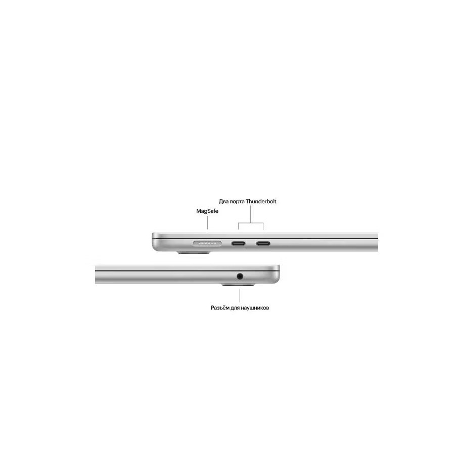 Apple MacBook Air 15 M3 8 Core/15.3"/2880x1864/8GB/256GB SSD/Apple M3 10 Core GPU/Wi-Fi/Bluetooth/macOS (MRYP3RU/A) Silver