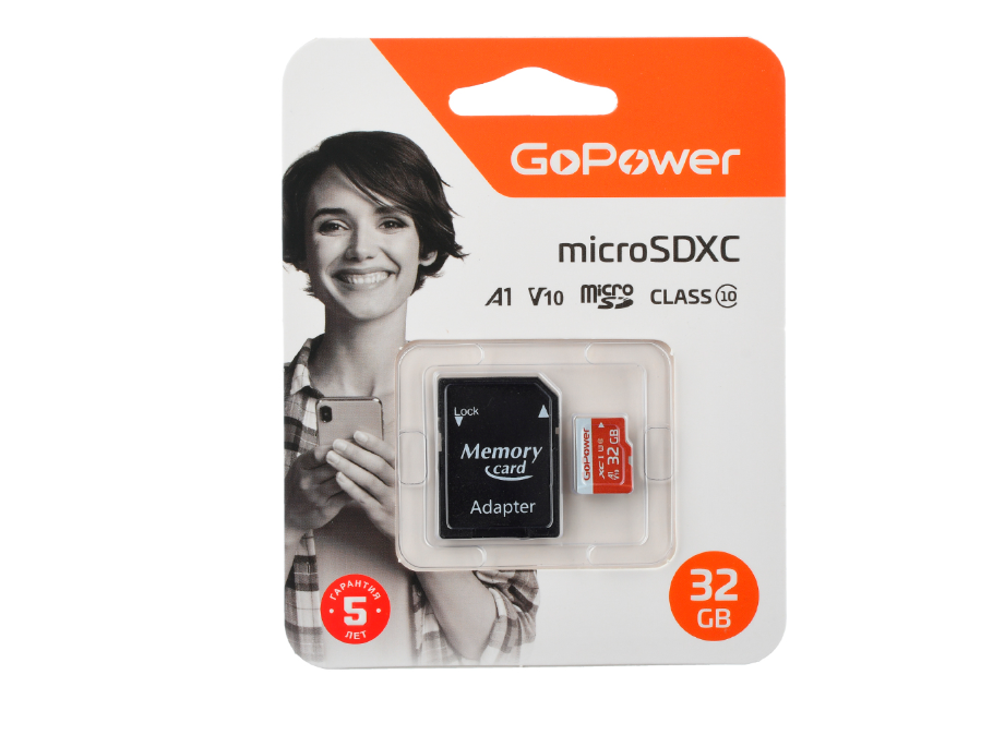 GoPower 32Gb MicroSD + SD адаптер (00-00025679)