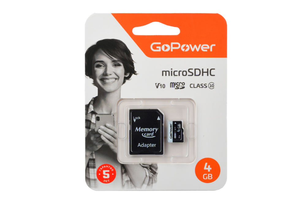 GoPower 4Gb MicroSD + SD адаптер (00-00025672)