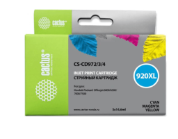 Cactus CS-CD972/3/4 cyan/magenta/yellow (43.8мл) для HP OfficeJet OJ6000/6500/7000/7500