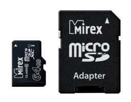 Mirex microSDXC Class 10 UHS-I U1 64GB + SD adapter (13613-AD10SD64)