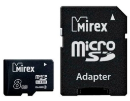 Mirex microSDHC Class 4 8GB + SD adapter (13613-ADTMSD08)